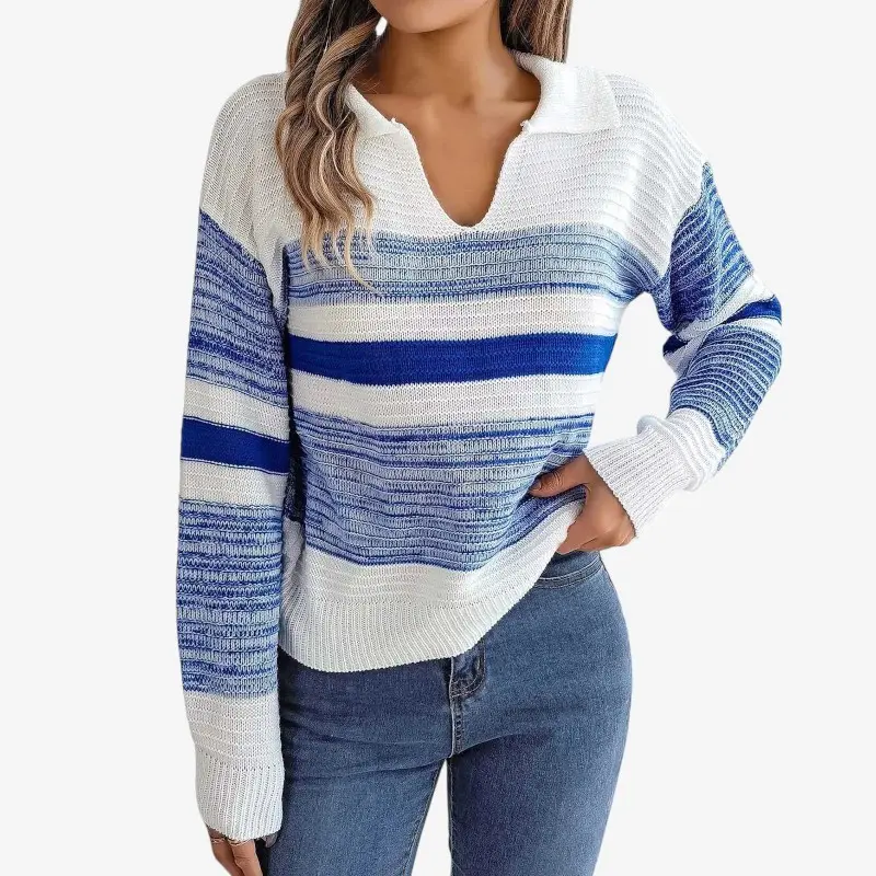Pull femme à col V avec Manches longues