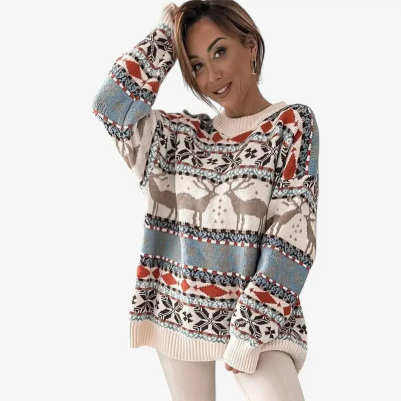 Pull femme à motif festif