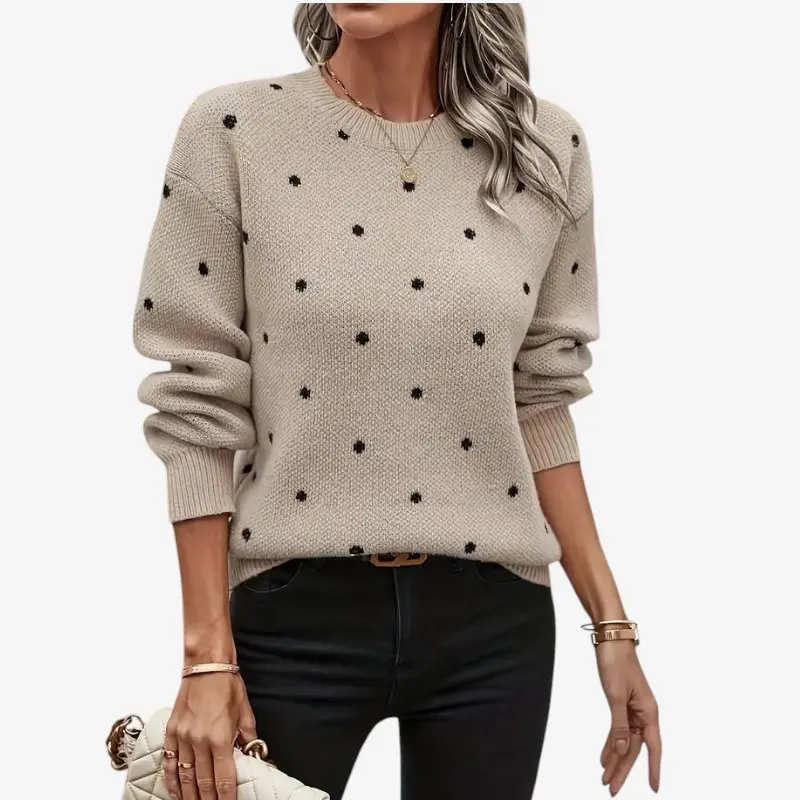 Pull femme à pois avec Col rond