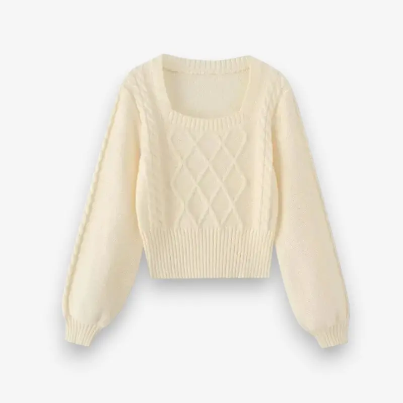 Pull femme col carré coupe ample