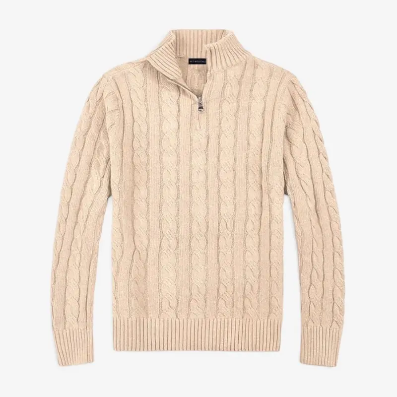 Pull femme demi-zip à col montant