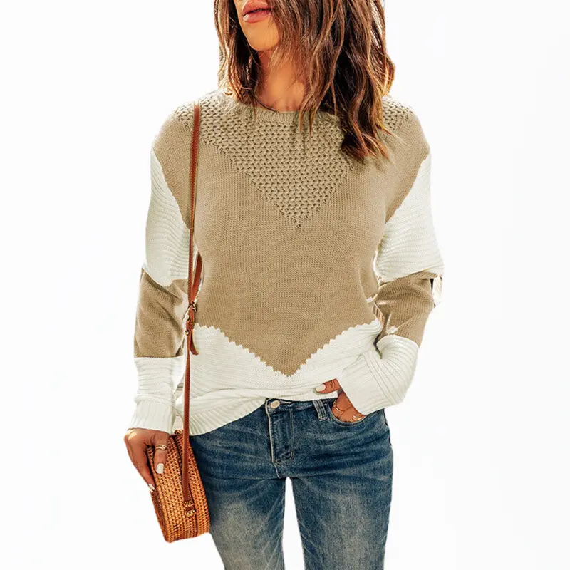 Pull femme oversize col rond manches longues