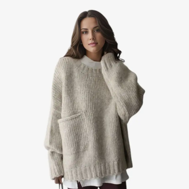 Pull femme oversize manches longues avec poche
