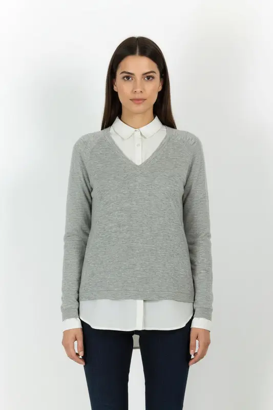 Pull Gris et Blanc - Taille S/36
