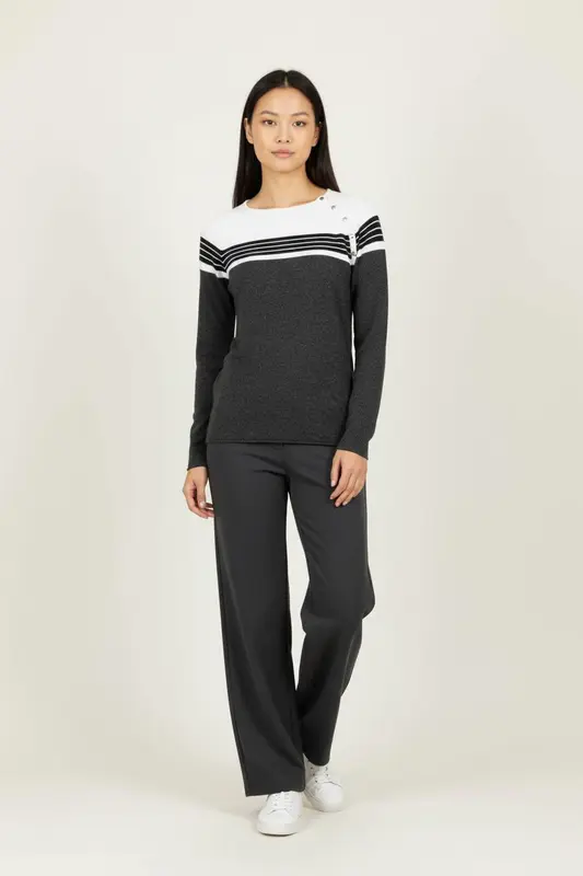 Pull Gris et Blanc - Taille XS/34