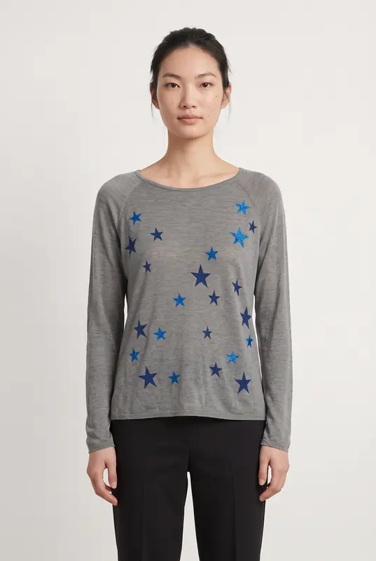 Pull Gris et Bleu - Taille S/36