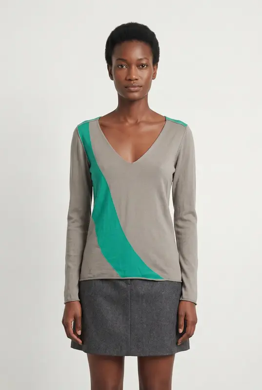 Pull Gris et Vert - Taille S/36