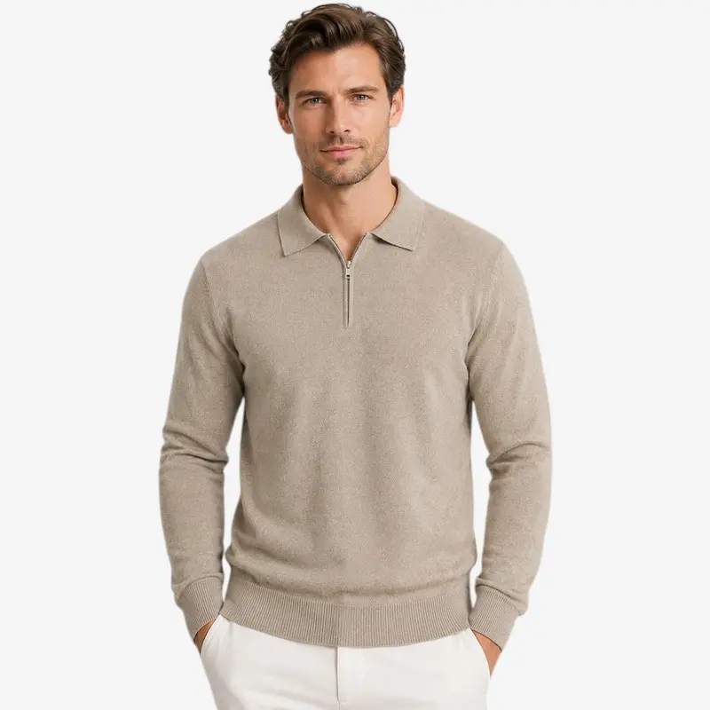 Pull homme à col polo et zip