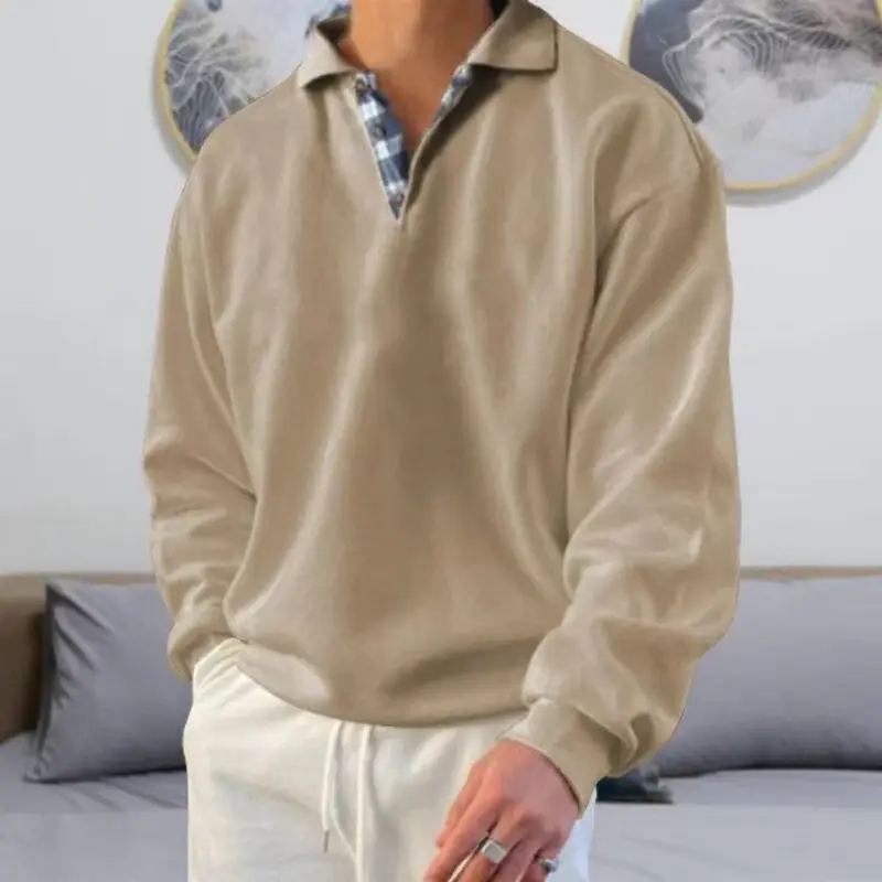 Pull homme ample demi-boutons manches longues