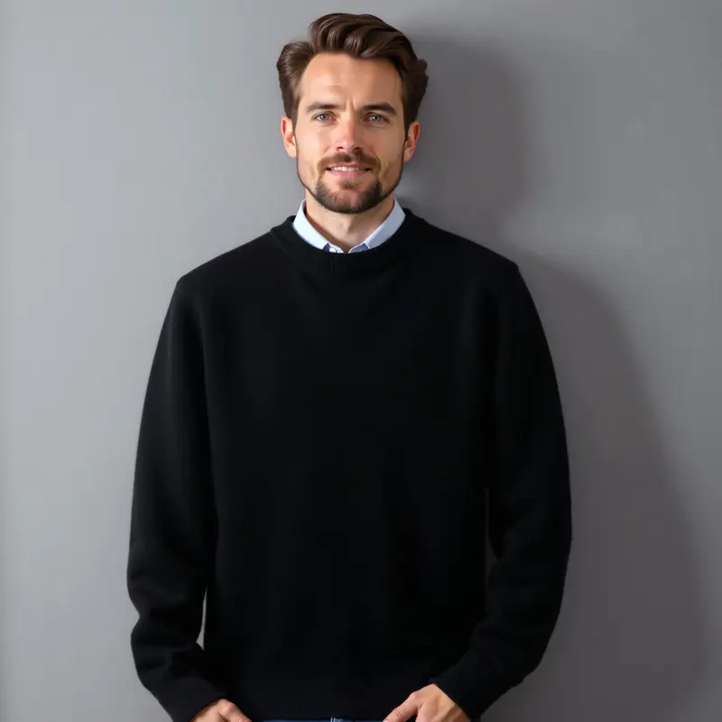 Pull homme col rond en maille, élégant bureau et loisirs