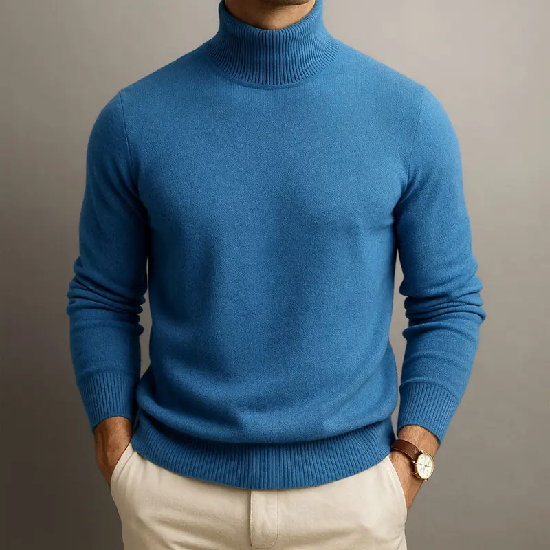 Pull homme col roulé 100 % cachemire, chaleur douce et raffinée
