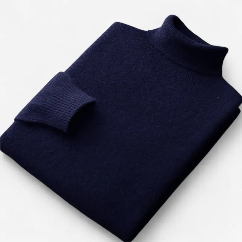 Pull homme col roulé coupe slim manches longues