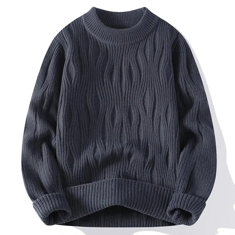 Pull homme en maille épaisse, coupe slim et tons neutres