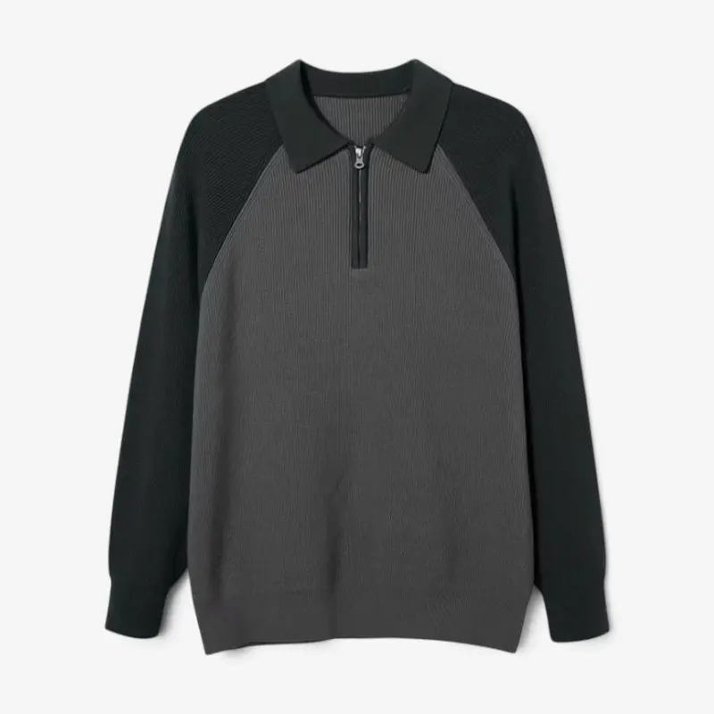 Pull Homme Manches Longues à Col Polo