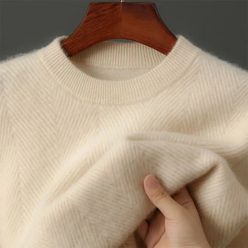 Pull homme Rowley en cachemire peigné, maille chevrons
