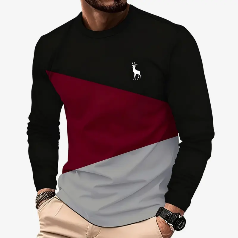 Pull homme slim col rond manches longues