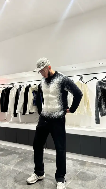 Pull Maille Épaisse - Blanc & Noir
