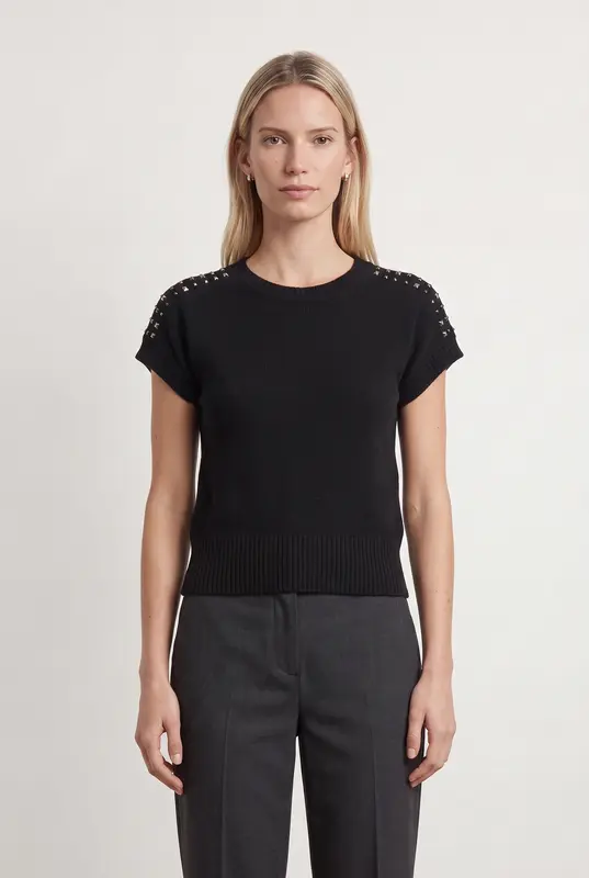 Pull Manches Courtes Noir - Taille S/36