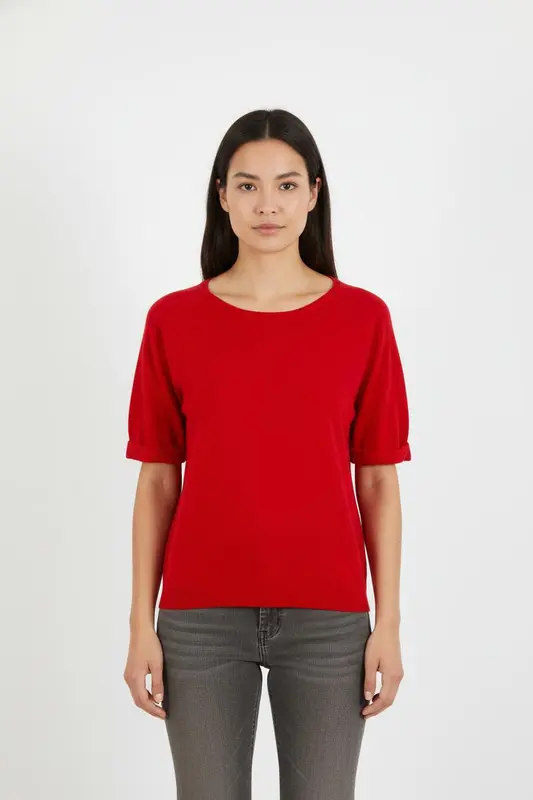 Pull manches courtes rouge - Taille S/36