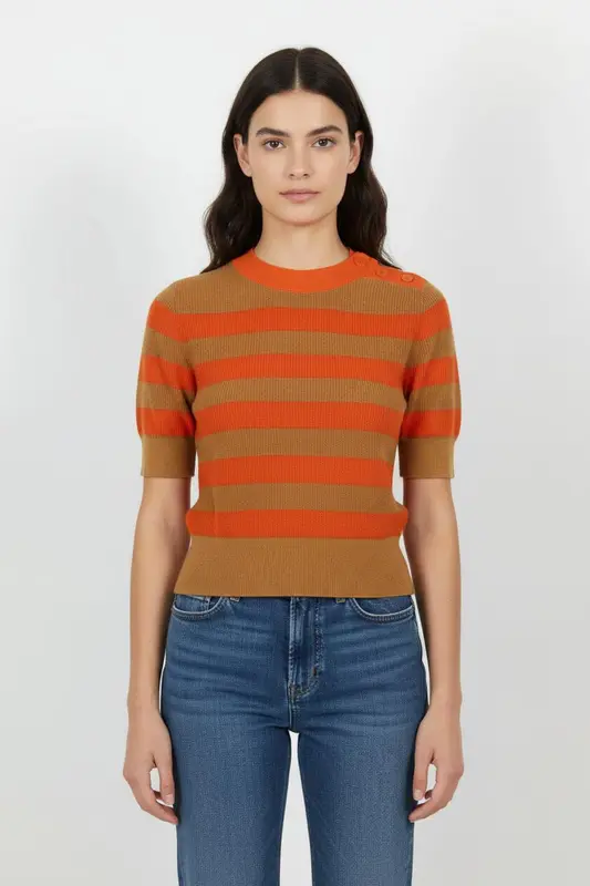 Pull Marron et Orange - Taille M/38