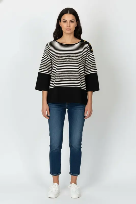 Pull Noir et Blanc - Taille XXL/44