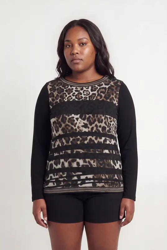 Pull Noir et Léopard - Taille XL/42