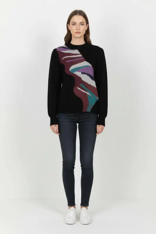 Pull Noir et Multicolore - Taille L/40