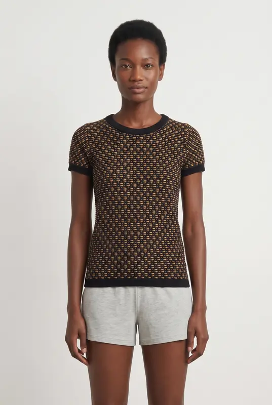 Pull Noir et Orange - Taille S/36