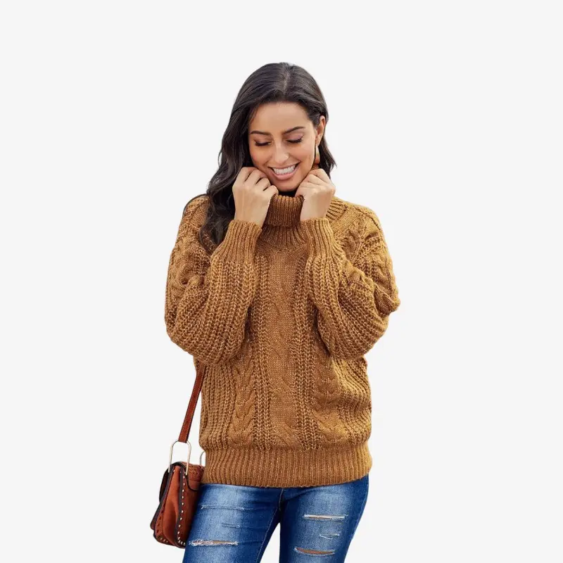 Pull oversize en maille à col roulé manches longues