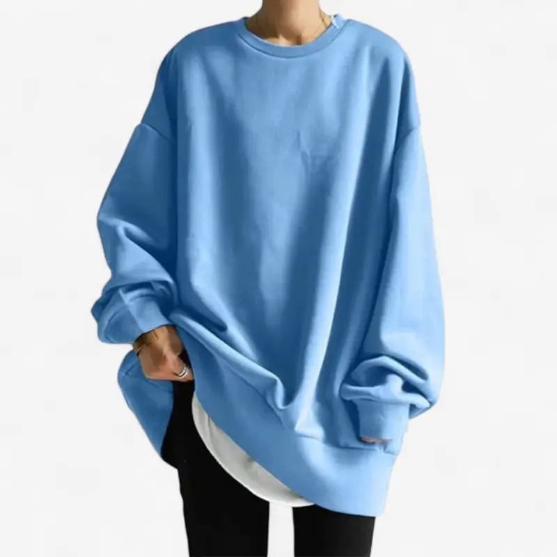 Pull oversize femme manches longues col rond