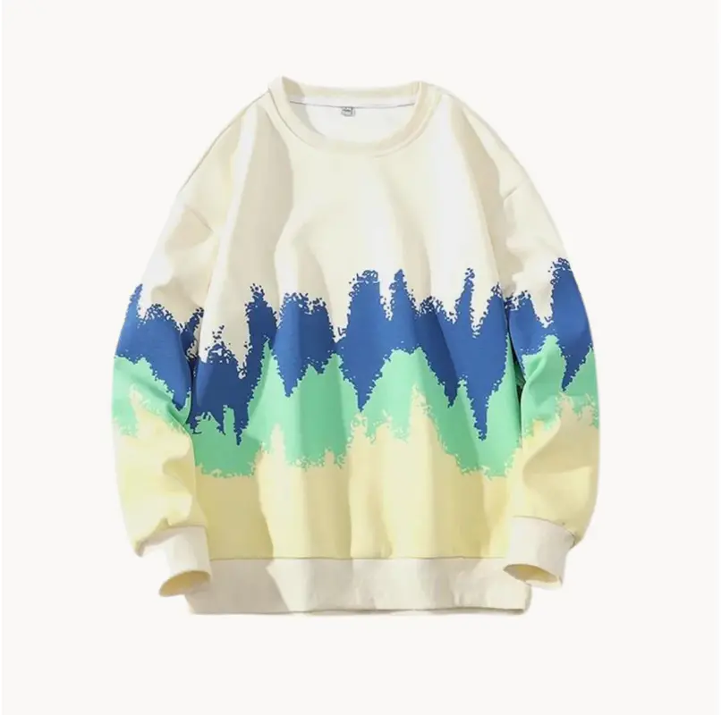 Pull ras du cou avec rayures horizontales vibrantes