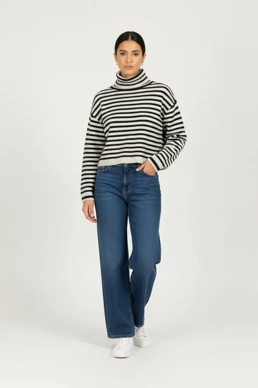 Pull Rayé Noir et Blanc - Taille XS/34