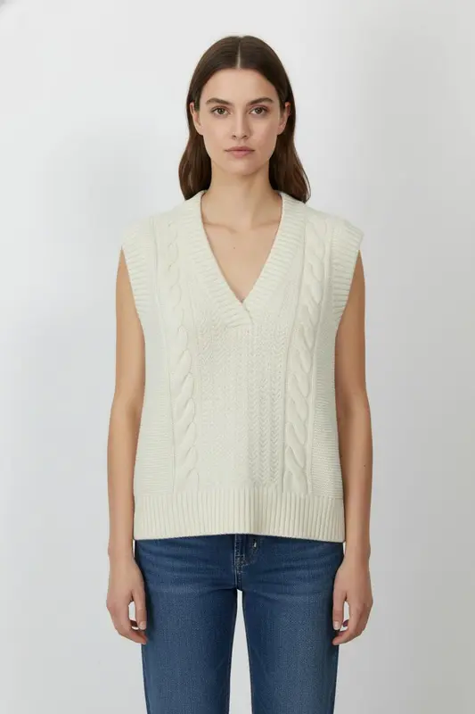 Pull Sans Manches Blanc - Taille M/38