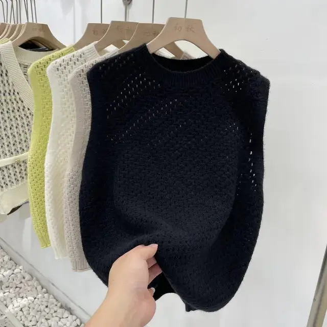 Pull sans manches femme col rond classique