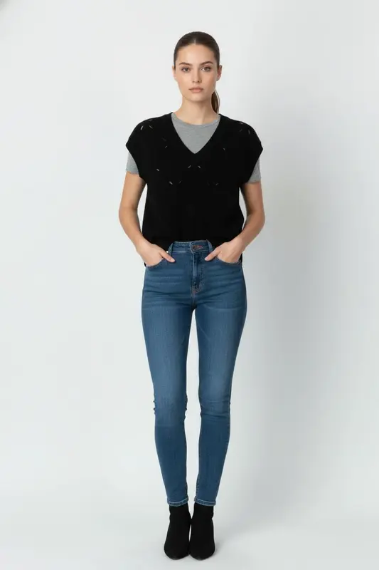 Pull Sans Manches Noir - Taille S/36