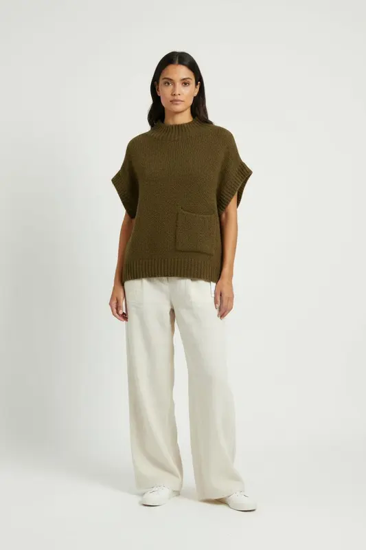 Pull Sans Manches Vert - Taille M/38