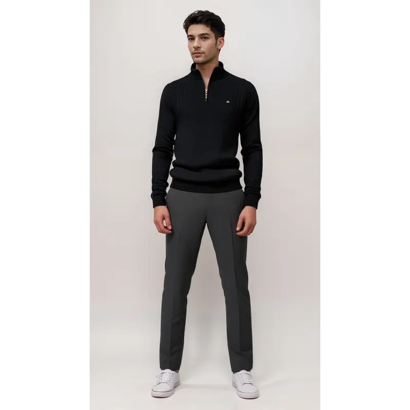 Pull Steven en maille à col zippé, élégant et chaud