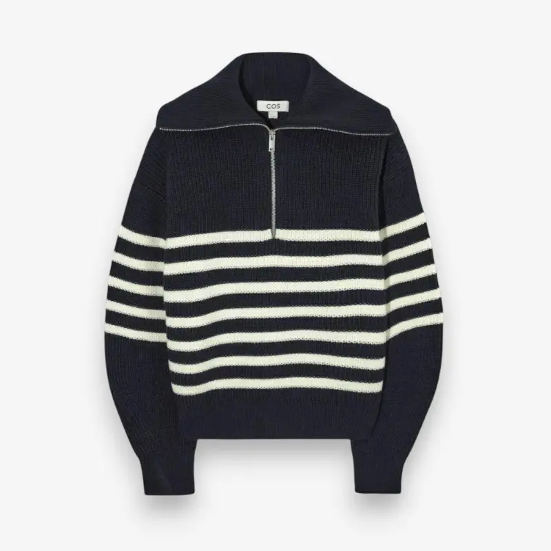 Pull tricoté col zippé manches longues