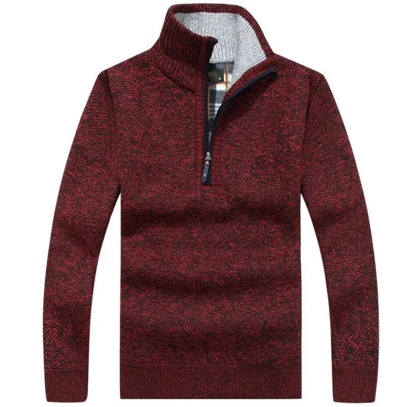 Pull tricoté premium demi-zippé à manches longues