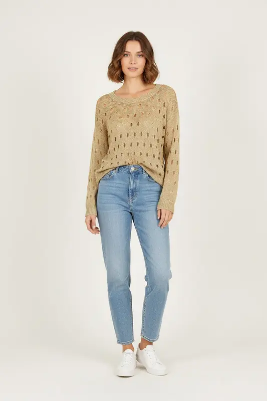 Pull Troué Doré - Taille T.U.