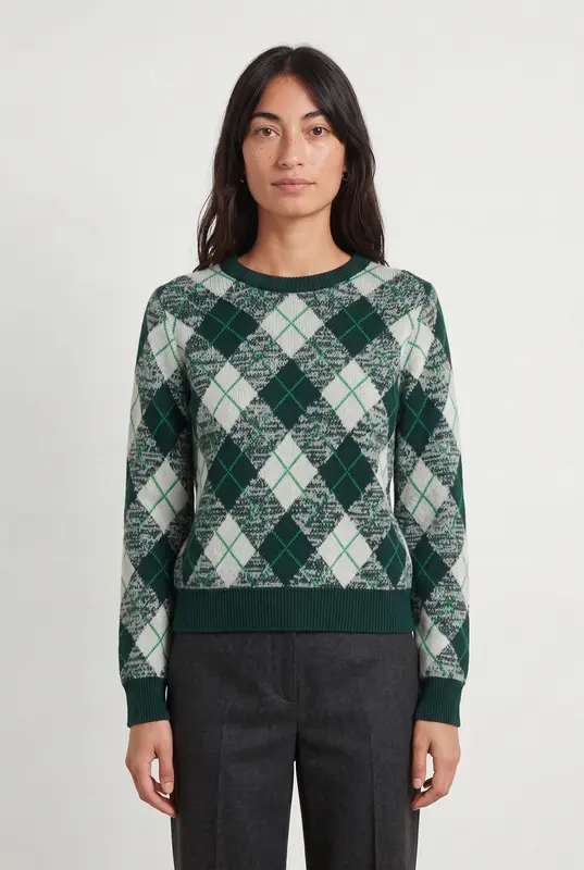 Pull Vert et Blanc - Taille S/36