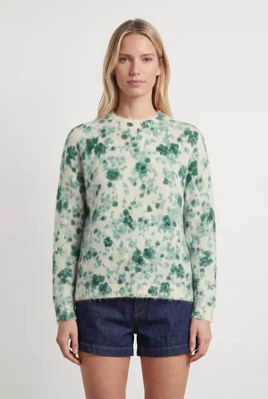 Pull Vert et Blanc - Taille XXS/32