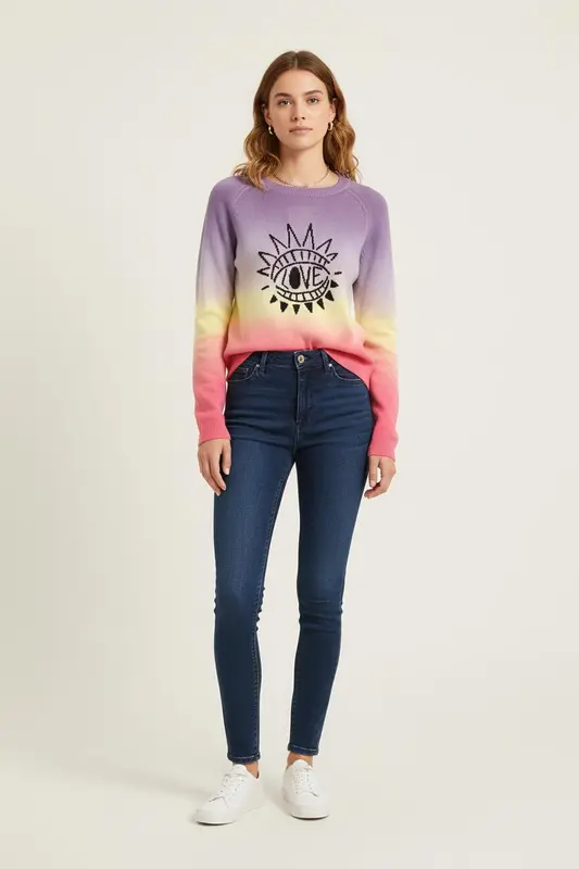 Pull Violet et Jaune - Taille M/38
