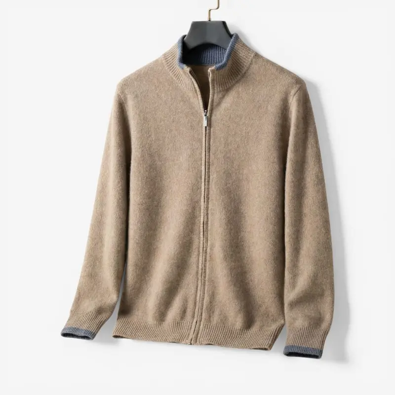 Pull zippé pour homme, coupe ajustée