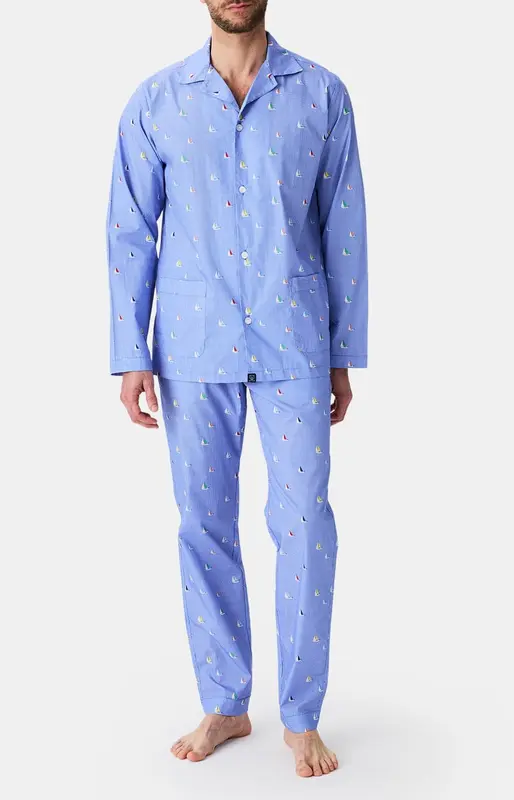 Pyjama boutonné en popeline de coton - Boat