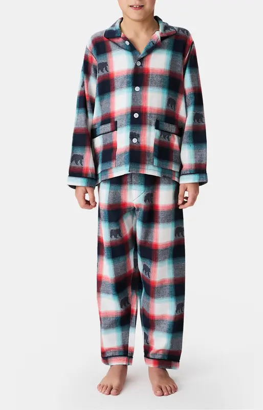 Pyjama boutonné enfant en flanelle de coton - Ours Bear
