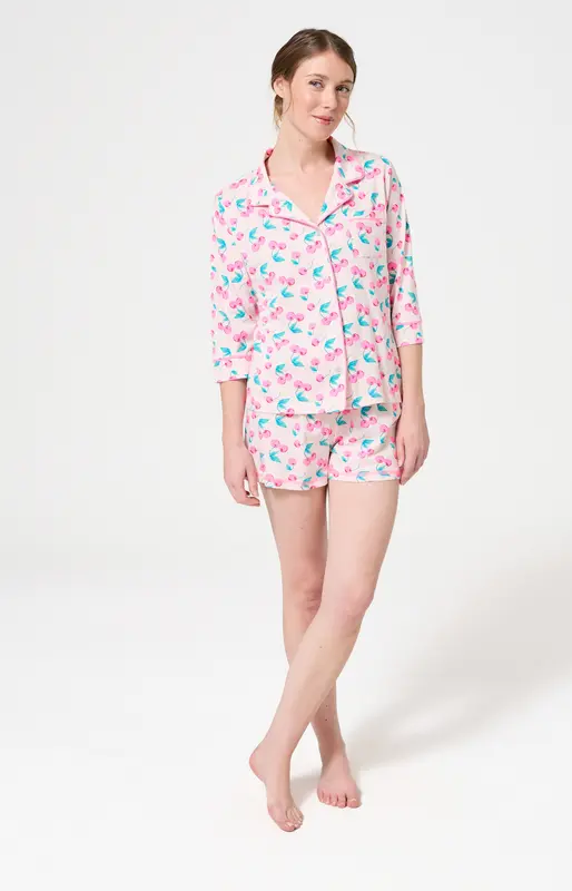 Pyjama court boutonné en jersey de coton léger - Amarena