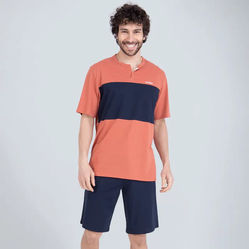Pyjama court col ouvert homme coton issu de l'agriculture biologique Athena