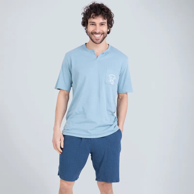 Pyjama court col rabat homme Easy Coton Athena