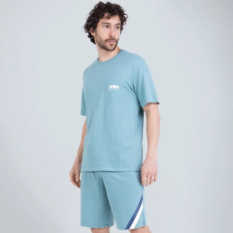 Pyjama court col rond homme Sportswear Athena